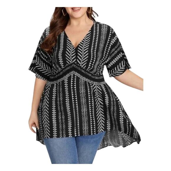 Bloomchic Aztec Black White Boho Blouse Size 10 NEW TAGS - Picture 2 of 9